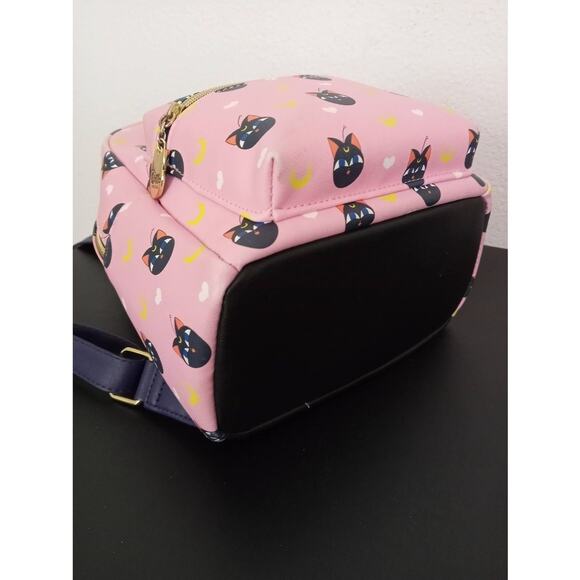 Loungefly Sailor Moon Backpack Luna P Cat Pink Mini Charm Faux Leather Pockets main image 7